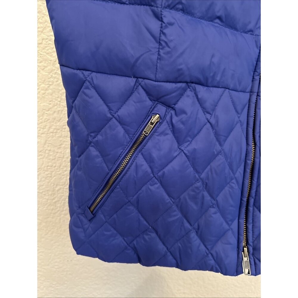 Talbots Down Fill Puffer Vest Women's‎ Size Medium Blue Quilted Full Zip Pockets - Picture 4 of 9